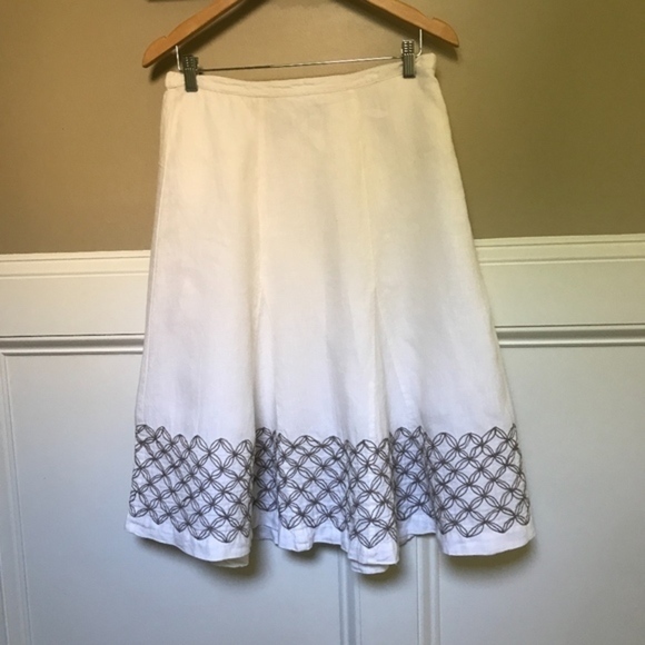 Chico's Ivory and Taup Linen A-Line Skirt Medium - Picture 2 of 6